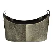 Leatherkart Leather Boat-Necked Scoop Magazine Basket - Grey Fur