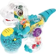 KOMBIUDA Electric Transparent Gear Dinosaur with Music and Light Walking Simulation Model for Engaging Dinosaur Figurine Fun Early Development for Imaginative Play