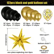 137Pcs Balloons Arch Garland Kit Reusable Black Gold Balloons Set DIY jeWDn