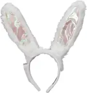 Light-Up White Bunny Rabbit Costume Ears Headband for Adults and Kids