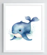 Nursery Decor Art Print, Blue Whale Print, Kids Room Nautical Wall Art Decor #42