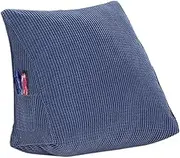 EONSHINE Fluffy Soft Down Alternative Filled Triangle Wedge Cushion Pillow for Bed Sofa Backrest Reading, Corduroy, Pack of 1 (23x20x11.8, Blue)