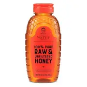 Nate's Raw & Unfiltered Honey, 100% Pure, Award-Winning Taste, 16oz Squeeze Bott