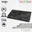 SOGA Double Electric Induction Cooktop Portable Kitchen Cooker Ceramic Hot Plate