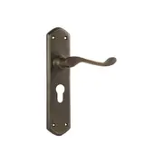 Tradco Windsor Door Lever Handle on Shouldered Backplate Antique Brass