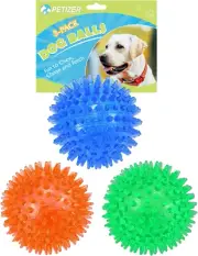 3 Pack 2.5" Squeaky Toy Balls, Floating Pool Balls, Spiky Water Toys, Durable In