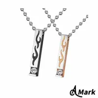 在飛比找momo購物網優惠-【A MARK】鈦鋼項鍊 閃鑽項鍊/個性火焰花紋閃鑽長條造型