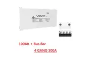 VoltX 12V 100Ah Blade Lithium Battery + Bus Bar M8 Power Distribution Terminal Block (4 GANG 300A Black)