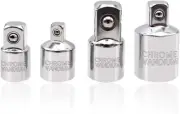 Dianrui 4PCS Sliver Socket Adapter Set,1/4" X 3/8", 3/8" X 1/4", 3/8" X 1/2", 1/