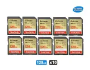 128GB Sandisk Extreme SD cards for Camera / Trail Camera / Computers (10 Pack)