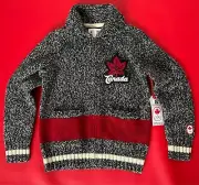Hudson's Bay Canada Maple Leaf Olympics Full Zip Wool Cardigan Sweater 7/8 NWT