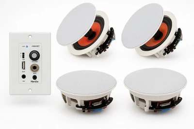 Herdio 6.5'' Bluetooth Ceiling Speakers 600W 4 Speakers +Wall Amplifier Receiver
