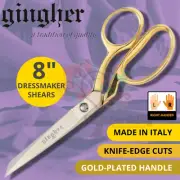 Gingher 8" Gold Handled Dressmakers Shears - Knife-Edge Scissors, Made in Italy