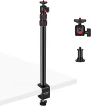 Extendable Camera Desk Mount with Ball Head, 17"-40" Adjustable Table Light Stan
