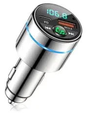 FM Transmitter for Car Bluetooth 5.3, [All-Metal] PD 30W & QC3.0 18W Silver