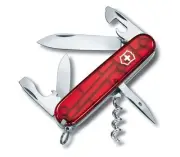 VICTORINOX SPARTAN TRANSLUCENT RED SWISS ARMY POCKET KNIFE - L: 91 MM - 12 TOOLS