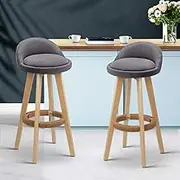 Artiss Bar Stools Stool Set of 2 Kitchen Counter Barstools Dining Chair Bentwood Chairs Fabric Grey in 69cm Seat Height Floor for Home Bar Dining Room Cafe Outdoor Indoor