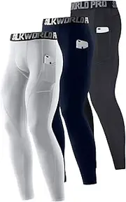 [SILKWORLD] Men's 2 Pack Compression Pants Baselayer Cool Dry Sports Tights Leggings