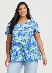 ts Taking Shape top Size 18 Natural Paisley Smock style NWT