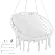 VEVOR Hammock Swinging Chair Macram√© Hanging Chair with Cushion Indoor & Outdoor