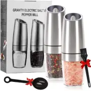 Gravity Electric Salt and Pepper Grinder Set, Automatic Salt and Pepper Mill,...
