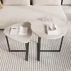 Coffee Table Set of 2 Industrial End Table Modern Nesting Table with Metal Frame