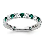 14k White Gold 7/8 Ct. Lab Grown Diamond VS/SI+ G+ and Lab Created Alexandrite Eternity Band Ring