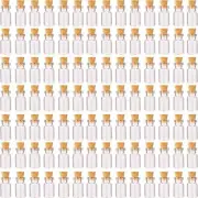 MaxMau 100pcs 1ml Small Mini Glass Bottles Jars with Cork Stoppers Tiny Clear