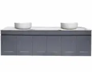 HAMPTON MATTE GREY 1800MM WALL HUNG BATHROOM VANITY DOUBLE BOWL