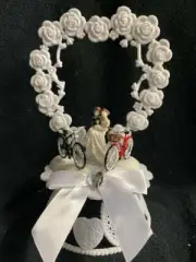 2 Bicycle Bike trail bride groom Wedding cake topper Outdoors sport racing