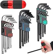 SEDY Allen Wrench Set, Long Arm Ball End Hex Key Set, Star Key Wrench Sett, Inch & Metric,9-Pcs Star(T10 -T50) and Tool Bag