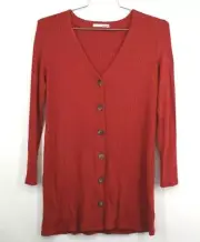 Reformation Jeans Womens Cherry Button Front Long Sleeve Agatha Dress Medium $98