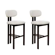 HomeStar Set Of 2 Eloise Boucle Fabric Kitchen Counter Bar Stools Metal Legs Cre