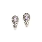 Sterling Silver Diamond u0026 Pink Quartz Teardrop Post Earrings