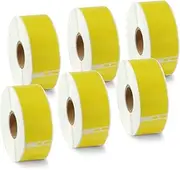 BETCKEY - 6 Large Rolls Yellow Address Labels Compatible with DYMO 99010(S0722370), 28 mm x 89 mm, 2100 Coloured Labels for LabelWriter 450, 4XL Not Suitable for 550 or 5XL