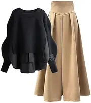 [Generic] Women's Spring Winter Two Piece Women's Loose Casual Knitted Pullover With Half Skirt Two Piece Sets