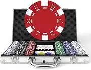 HEITOK Poker Chip Set 300 PCS, Casino Poker Chips with Aluminum Case,11.5 Gram Chip with Iron Insert for Texas Hold'em Blackjack Gambling