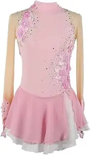 [JRUIA] Girls Applique Ice Skating Costumes Simple Generous Women's Figure Skating Competition Dress Gymnastics Leotards