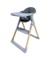 Foldable High Chair with 5-Point Harness & Detachable Tray - Cool Grey