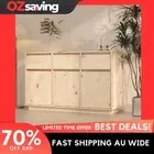sideboard storage cabinet 3 drawers 6 compartments pine wood 110x34x75 3814