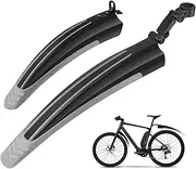 [Ledeak] Bike Mudguard Set, Portable Adjustable Road Mountain Bike Bicycle Cycling Tires Front and Rear Mud Guard Fenders for MTB Mountain Road Bike(Grey)