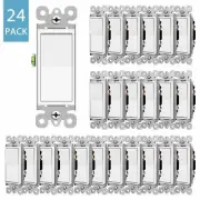 24 Packs Decor Wall Light Switch On/Off Rocker Paddle Interrupter Single Pole UL