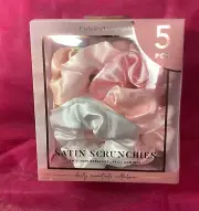 5 ct Catherine Malandrino Satin Scrunchies Anti-Hair Breakage Retail $24.99 New