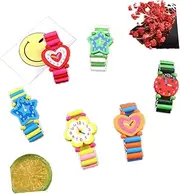 KOMBIUDA 4pcs Wristwatch Toy Bamboo Watch Band Metal Small Elastic Bracelets Kids Watch Band Kids Fake Watch Toy Props Crafts Girls Toys Wooden Watch Band Strap Watch Toddler Play