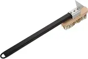 1Pc BBQ Brush with Handle Durable Wire Stove Cleaner for Grill Oven Grate Efficient for Kitchen Outdoor BBQ Use