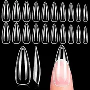 Makartt Long Stiletto Nail Tips, 500pcs Full Cover False Nails Clear Press on Nails Acrylic Nail Tips Clear Tips for Acrylic Nails with Bag, 10 Sizes