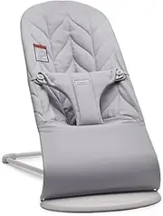 BabyBjörn Bouncer Bliss, Light Gray, Woven, Petal Quilt | 2-in-1 Adjustable Baby Bouncer Seat and Toddler Chair, Newborn to Toddler (8-29 lbs), 4 Positions, Lightweight & Portable