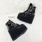 Swing 105 Black Patent Multiple Buckle Ankle Boot 5.5" Platform NY DEMONIA