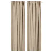 ROSENMANDEL room darkening curtains, 1 pair, yellow-beige/with heading tape, 135x250 cm