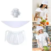 3 Pieces Colonial Apron Pilgrim Costume Set White Mobs Caps Maid Apron for Woman